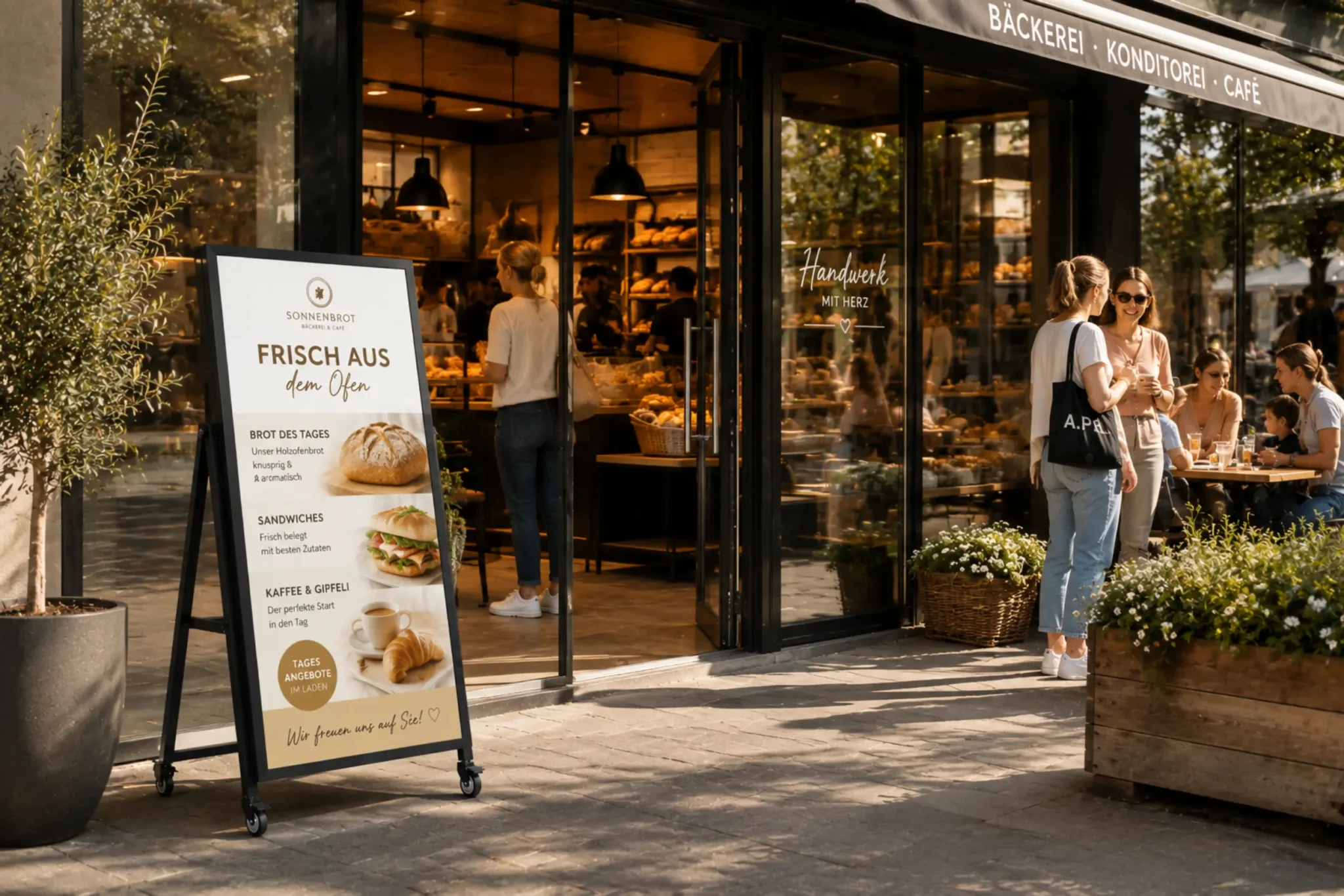 Digitale Screens für Bäckereien und Cafés