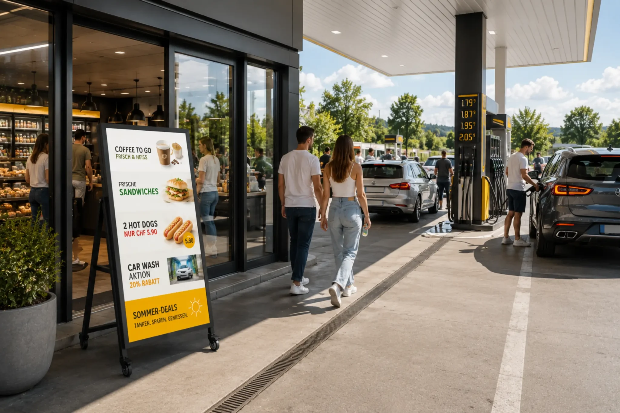 Digitale Screens für Tankstellen und Raststätten