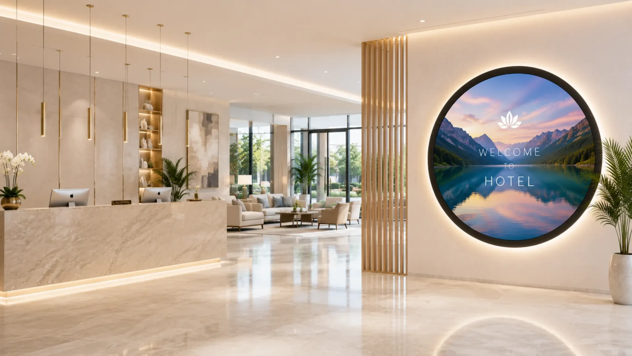 mybow LED-CIRCLE runder LED Screen im Hotel