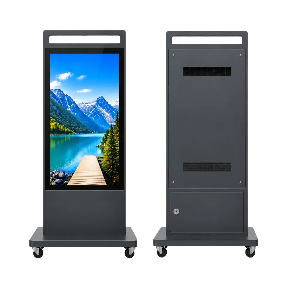 MOVE-PRIME SINGLE IP65 mobiler Outdoor LCD Kundenstopper mit 3000 NITS