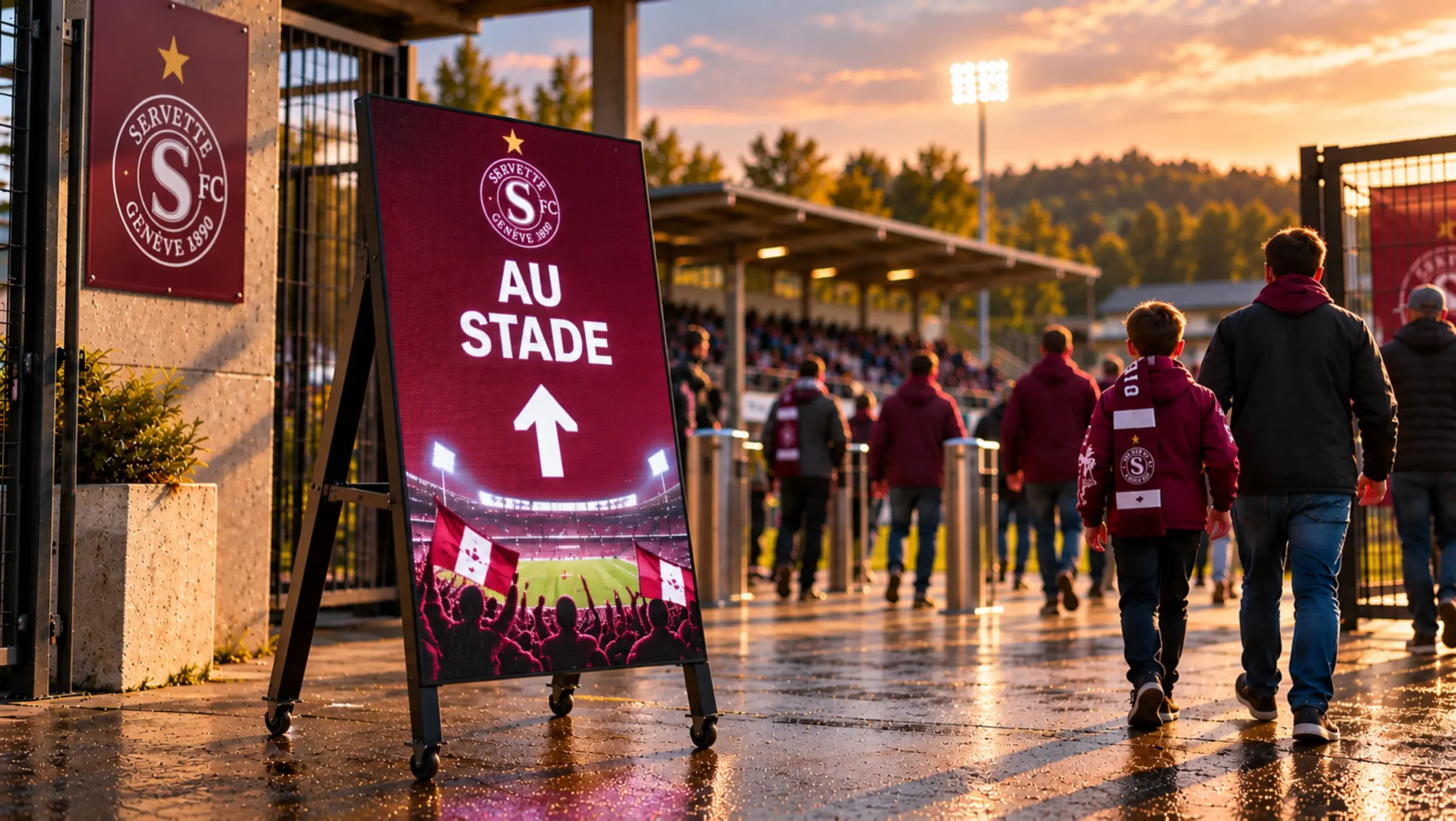 MOVE-ONE Outdoor LED-Kundenstopper im Fussballstadion