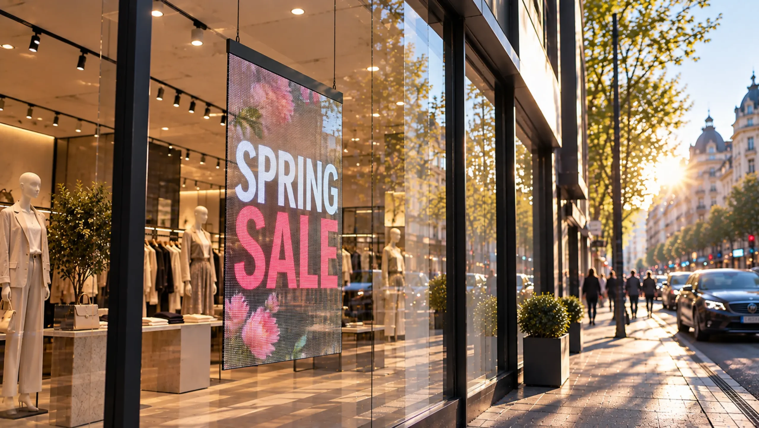 WINDOW SLIM transparentes LED Schaufensterdisplay mit emotionaler Werbung